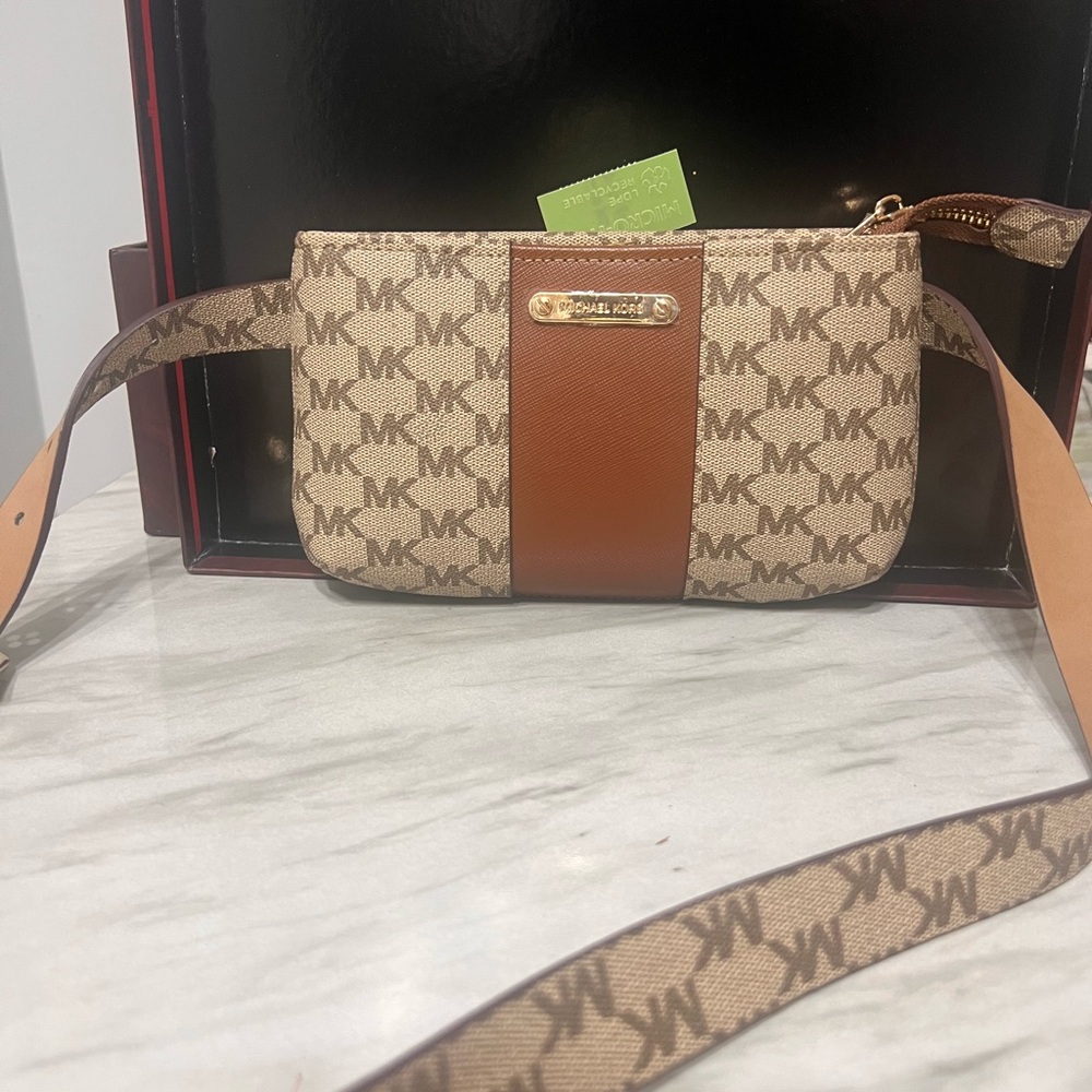 Michael Kors Beige and Brown Crossbody Bag